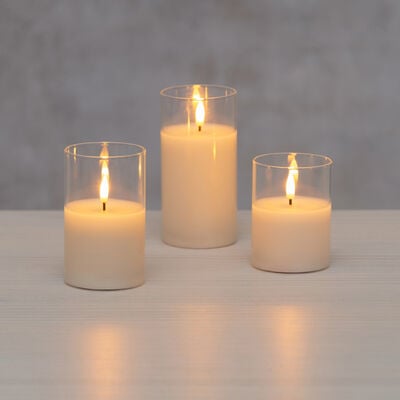 Finnlumor Milton 3D LED lasikynttilät 3 kpl punainen